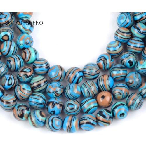Natural Blue Stripe Agates Stone Round Loose Beads For Jewelry Making 4-12mm Spacer Beads Fit Diy Bracelet Necklace 15'' Strand