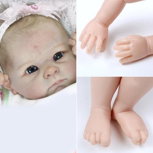 3/4 limbs 22 inches Reborn Doll Kits With Cloth Body and Eyes Full Silicone Vinyl Unpainted Reborn Doll Parts DIY Blank Doll Kit