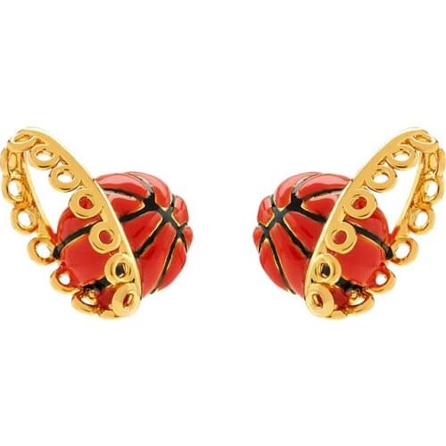 Cute and Fun Personality Basketball Earrings Men and Women Round Ball Sports Student Earrings Fashion and Vitality Birthday Gift