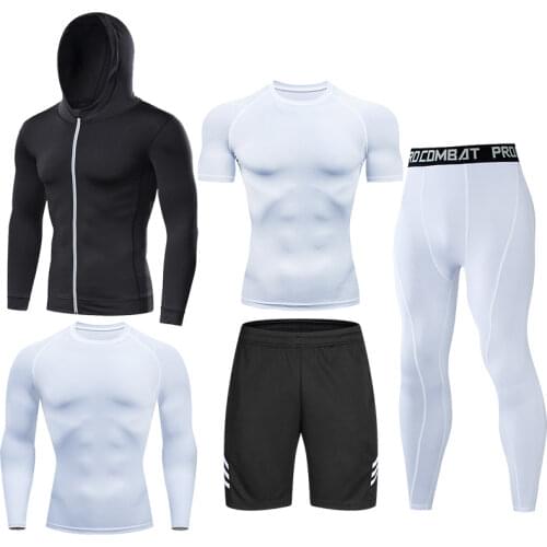Mens Compression Running Set Football Basketball Cycling Fitness Sport Wear Kits Teenager Tight Breathable Tracksuits Jersey