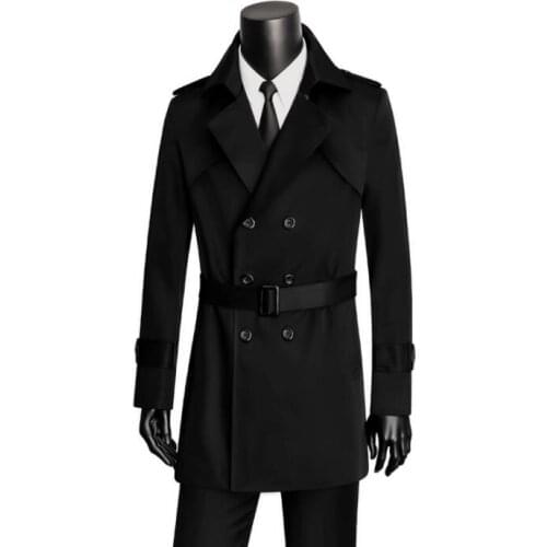 Plus size 9XL 2020 new designer slim short trench coat men autumn overcoat long sleeve mens clothing business spring fashion 467