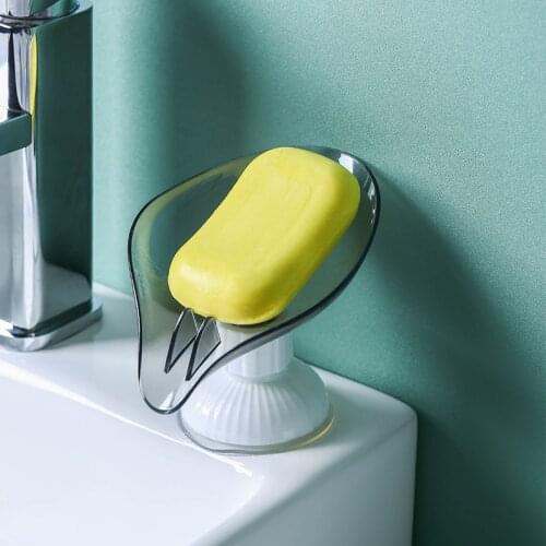 Leaf Shape Soap Dish for Bathroom Quick Drain Rotatable Suction Cup Drain Soap Box Nail-free Toilet Bath Soap Box Container
