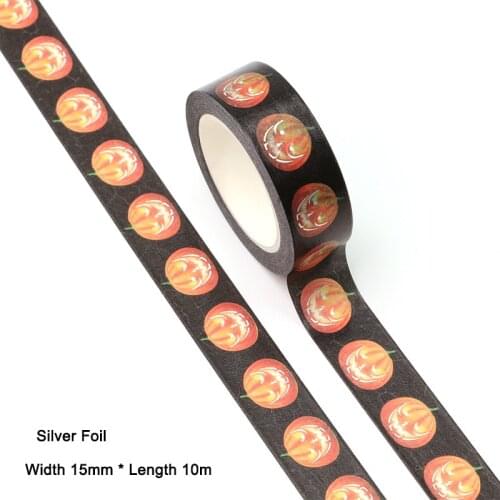 NEW 10pcs/Lot 15MM*10M Halloween Foil Halloween Pumpkin Decorative Washi Tape Wholesale Masking Tape washi tape stickers