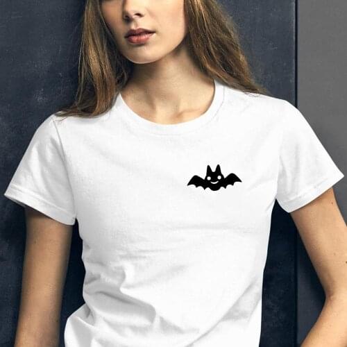 New Halloween bat print cotton T shirt for woman Graphic Tees summer tops Hipster Tumblr plus size drop ship