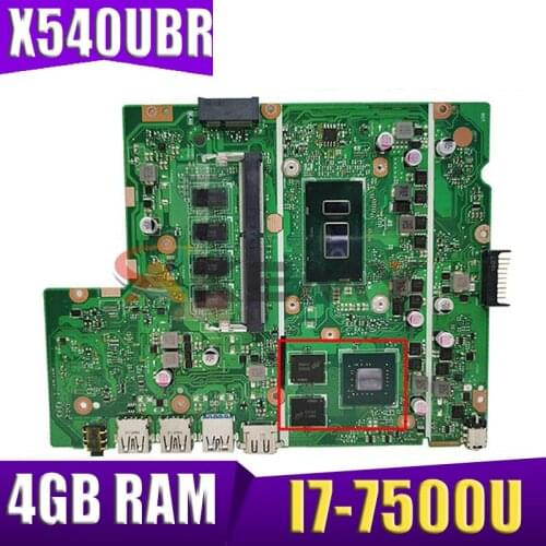 Akemy X540UBR laptop mainboard For ASUS X540UB X540UBR X540UV original motherboard with 4GB RAM I7-7500U V2G tested full 100