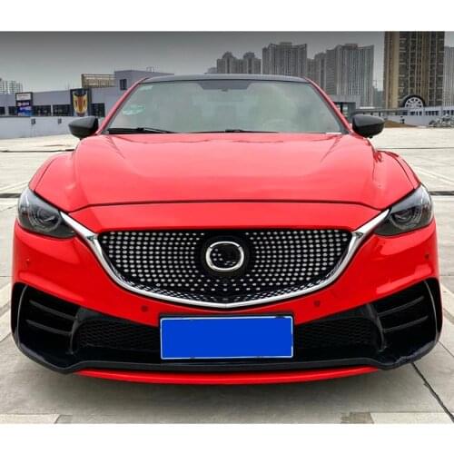 For Mazda 6 Atenza GJ GL 2014 2015 2016 Car Front Bumper Upper Grille ABS Diamond Grill ABS Cover with Chrome Emblem