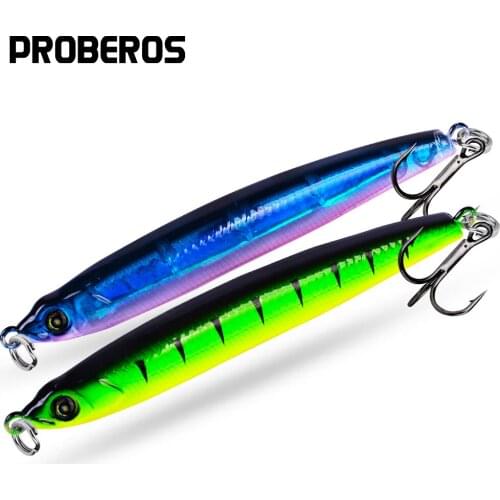 PROBEROS VIB Pencil Fishing Lures 7.65cm 8.11g Diving Sea Artificial Wobbler Crankbait 8# BKB Hook Trout Bass Tackle