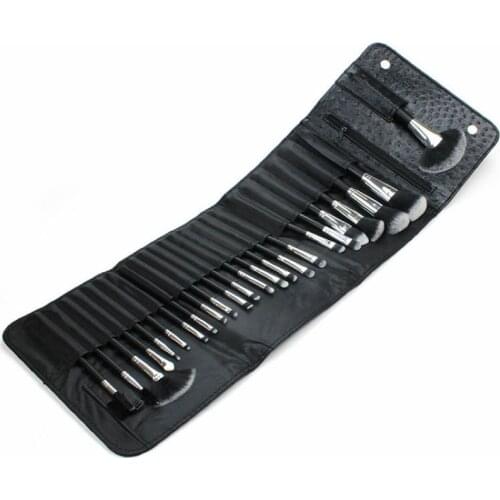 Professional black wooden handle synthetic nylon hair 24 pcs 24pcs make up cosmetic brush set product tools