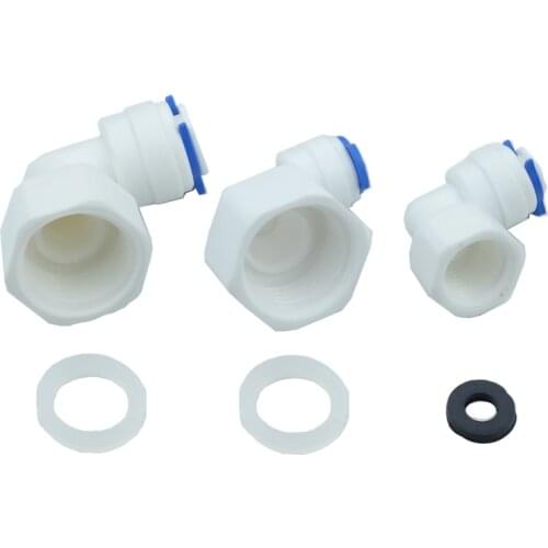 RO Water Fitting Elbow 1/4" 3/8" Hose OD X 1/4" 1/2" BSP Female Plastic Pipe Quick Osmose Reverse Aquario Connector