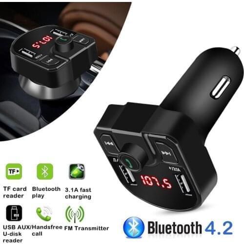 Led Fm Transmitter 4.1A Bluetooth Car Kit Dual Usb Car Charger 3.1A 1A 2 Port Usb Mp3 Music Player for Mobile Phone Pm-F5