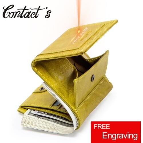 Contacts Coin Pocket Women Wallets Genuine Leather Purse Female Card Holder Ladies Short Clutch Money Bag for Girls Carters