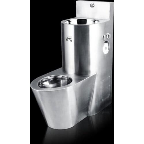 Stainless Steel One Piece No Break Prison Combination Toilet floor mounted toilet With Sink