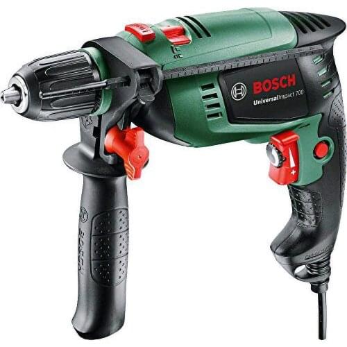 Bosch Universal Impact 700 Hammer Drill Electronic Speed Control Keyless Press + Lock Chuck Auxilary Handle 3 Function Modes