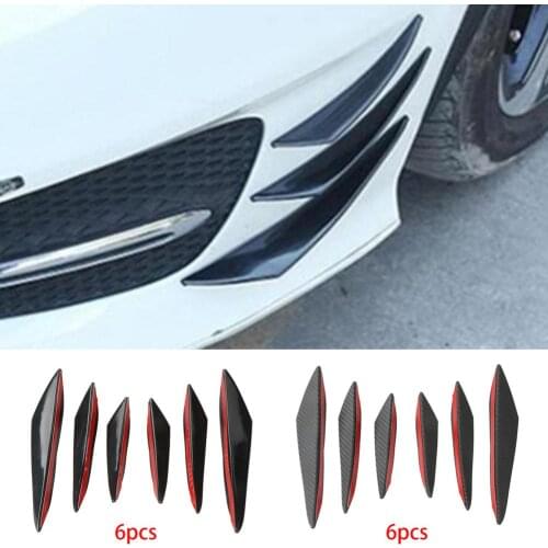 6PCS Universal Front Bumper Lip Carbon Fiber Car Body Spoiler Car Styling Accessorise