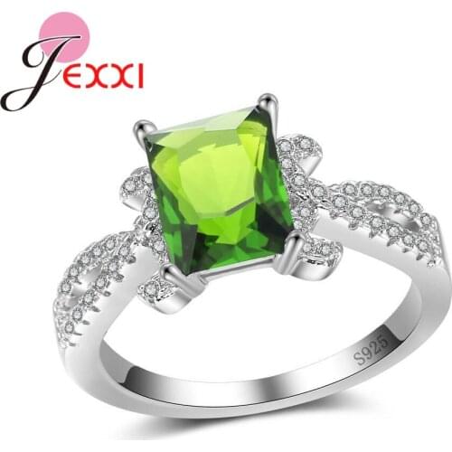 Top Quality Four Claw Big Rectangle Cubic Zirconia 925 Sterling Silver Wedding Engagement Ring Wholesale For Women