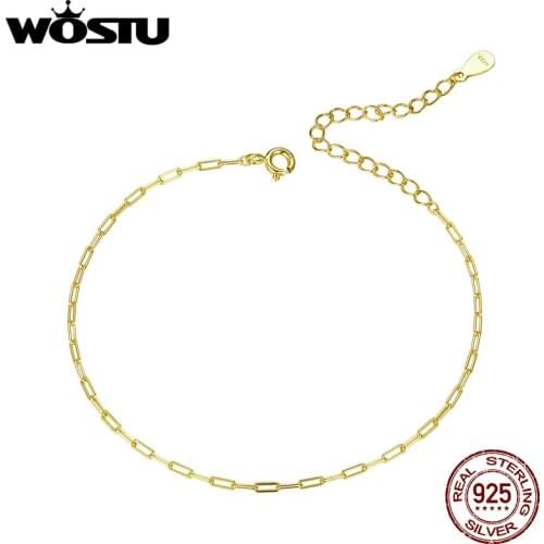 WOSTU New Arrival Authentic 925 Sterling Silver Simple Chain Adjustable Bracelet Women Party Fine Fashion Jewelry Gift Making