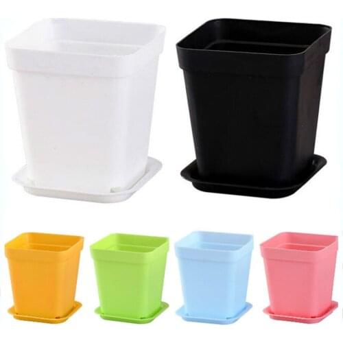 10pcs 7 Colors Avilable Thicken Flower Planters Pots Trays Plastic Creative Small Square for Succulent Plants Wholesale