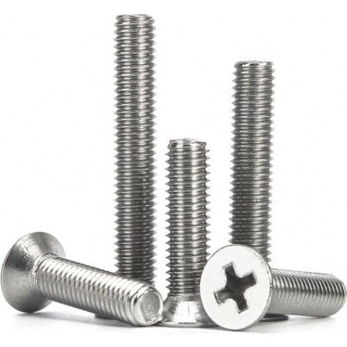 100Pcs 1.6mm 2mm 2.5mm 3mm 304 stainless steel cross flat head screw countersunk head screw M1.6M2M2.5M3*4/6/8/10-25