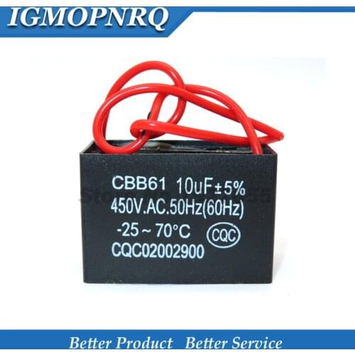 2pcs /lot CBB61 10uf starting capacitance AC Fan Capacitor 10uf 450V CBB Motor Run Capacitor new