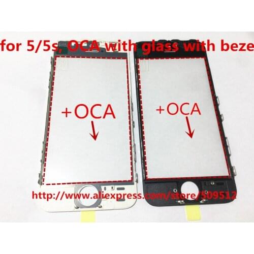 20pcs A Quality Outer Glass with Bezel Frame with oca For iPhone 5 5C 5s Front Glass+frame+oca lcd repair part free ship