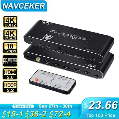 2020 Best 4K 60Hz HDMI 2.0 Switch Remote 2x1 HDR HDMI Switch 4x1 HDMI Switch PS4 Support ARC & Toslink Switch HDMI 2.0 For XBox