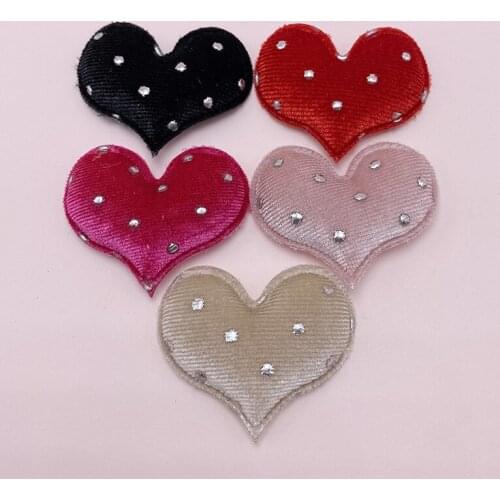 30Pcs/Lot 4CM Dot Heart Padded Appliques For Craft Clothes Sewing Supplies DIY Hair Clip Accessories Patches