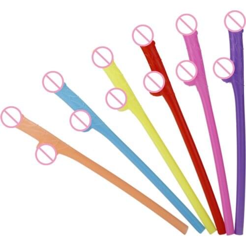 6pcs Drinking penis straws Bride Shower Sexy Hen Night Willy Penis Novelty Nude Straw for Bar Bachelorette Party supplies