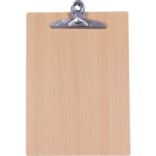 A4 Wooden Clipboard File Folder Stationary Board Hard Board Writing Plate Clip Document Bag File Folder Clipboard Report Office