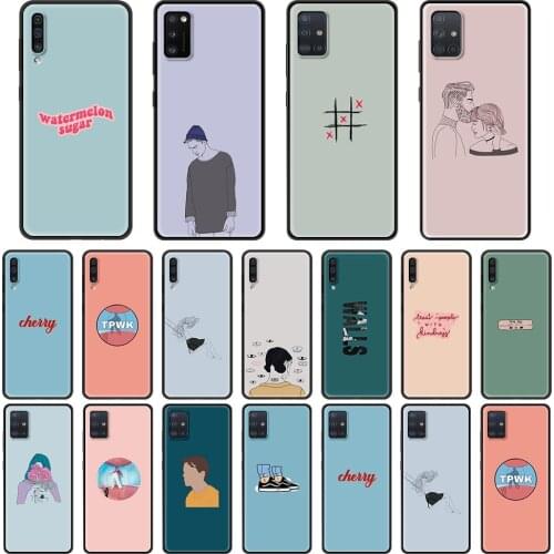 Phone Case for Samsung Galaxy A51 A71 5G A50 A70 A11 A21s A31 A41 A42 A91 A01 TPU Soft Black Cover Aesthetic Harry Style