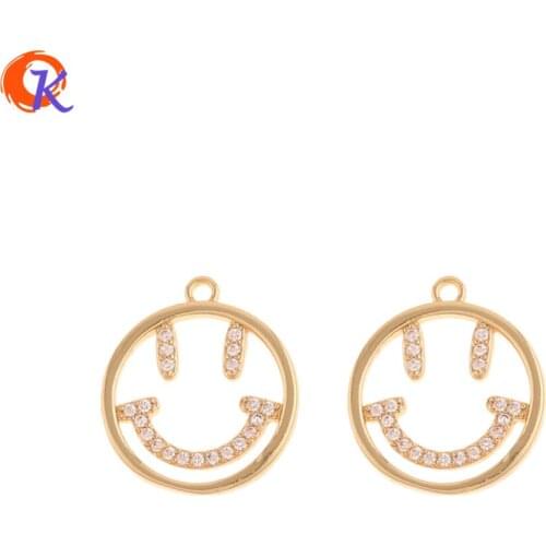 Cordial Design 20Pcs 15*17MM Jewelry Accessories/Hand Made/CZ Charms/Face Shape/Genuine Gold Plating/Earring Findings/DIY Making