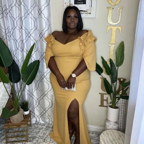 Long Maxi Dresses for Women Large Size Clothing Half Sleeves Sexy Off Shoulder Vintage Plus Size Dresses Dropshipping Wholesale