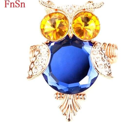 Fnsn New Hot Fashion Owl Crystal Rhinestone Bracelets & Bangles Gold Color Zinc Alloy Animal Bracelets Jewelry For Women B160
