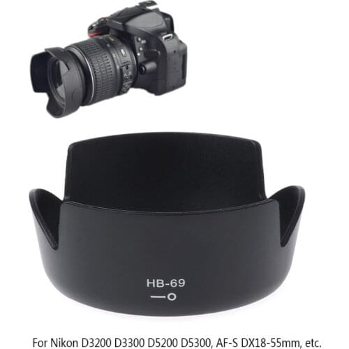 HB-69 Bayonet Mount Camera Lens Hood For Nikon D3200 D3300 D5200 D5300 DX18-55mm