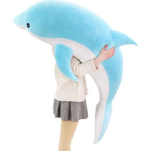 Huggable large plush dolphin toys stuffed sea animal cute girls dolls baby sleeping pillow christmas birthday gift for children