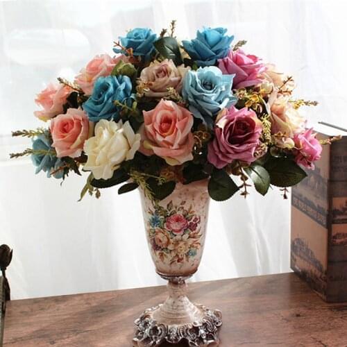 Wedding Decoration Bouquet Fake Flower 9 Head Silk Artificial Rose Flowers DIY Birthday Party Home Table Decor Photography Props