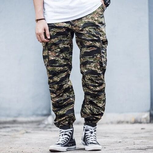 Eukaaru Camouflage Overalls Mens Fashion Leggings American Streetwear Cargo Pants Casual Long Trousers Hip Hop Pencil Pants