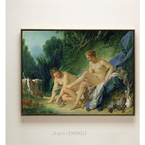 Classical religious figures nude girl birds scenery canvas printings oil painting printed on cotton wall art decoration picture