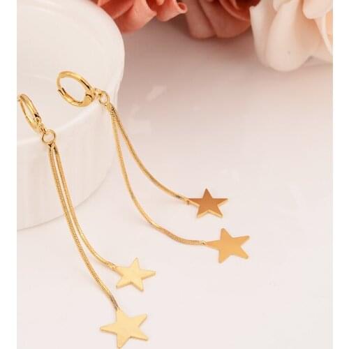 Classic drop Earrings Gold Color Africa Duba star charms Jewelry Wome girls wedding bridal party Earrings Christmas gifts