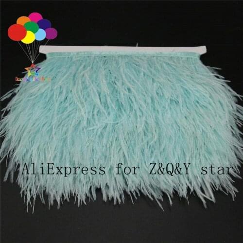 Z&Q&Y natural beautiful ostrich hair dye baby blue fabric edge DIY to do performance clothing skirt bag decoration material