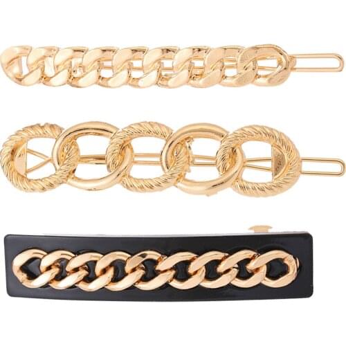 Hot Sale Women Elegant Alloy Metal Chain Shape Hair Clips Barrettes Hairpins Female Hair Styling Accessories H015