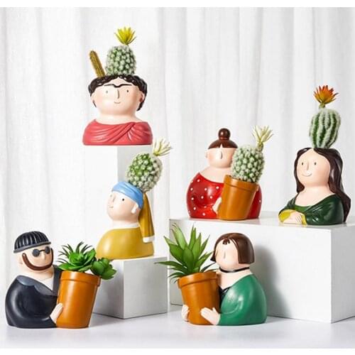 Cute Cartoon Design Succulent Plant Pot Flower Pot Planter Plant Holder w/ Drain Hole Desktop Window Decoration for Home