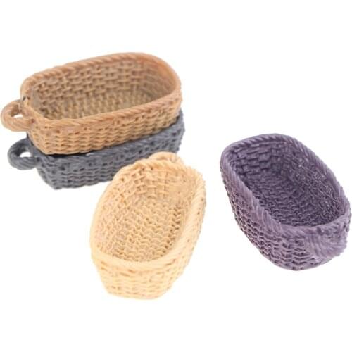 1:12 Dollhouse Miniature Mini Resin Bread Basket Food Storage Basket Accessories For Dollhouse Decoration New