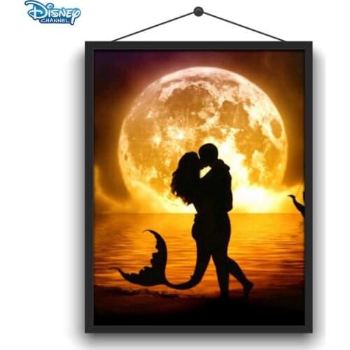 Disney 5D DIY Diamond Painting Princess Series Moonlight Silhouette Mickey Mouse Mosaic Embroidery Set Home Decoration Gift