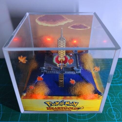 NDS Pokemon Heart Gold Soul Silver DIY Ho-Oh Game Scene Paper Mold Figures Gift Gift Box Hobby Collection