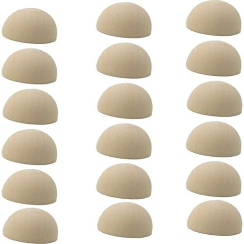 Unfinished 25mm Half Wooden Round Beads No Hole Hemispherical Natural Wood Ball Sticker Patch Cabochon Charm Jewelry Findings