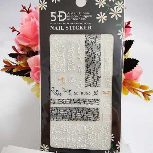 New 5D Nail Stickers Anaglyph Effect Sexy Black White Leaf Nail Art Decorations Manicure Accessories Stick to Fingers Toe nails