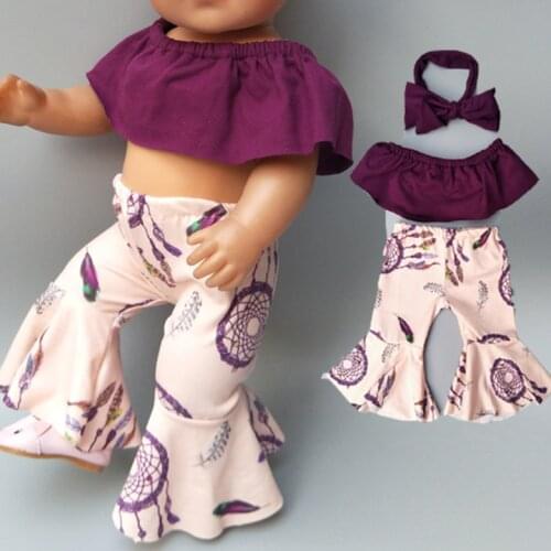 Doll clothes for 17 inch born baby dolls clothes Bell Bottom Pants Wide Leg Trousers for 18" girl doll fashion costume