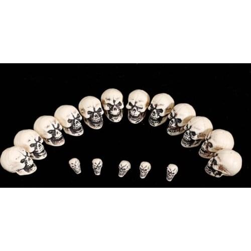 Hot sale 17pcs/lot Mini Skull Head in a bag for Halloween haunted house bar KTV supermarkets decoration Home decor