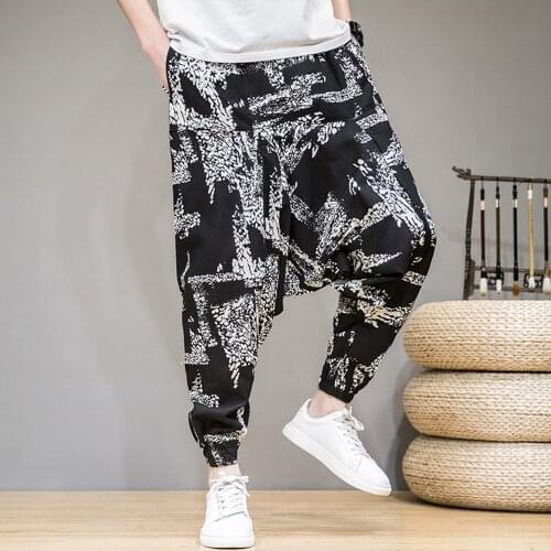Plus Size Mens Harem Yoga Pants Baggy Hippie Boho Gypsy Aladdin Trousers，Summer Beach Pants
