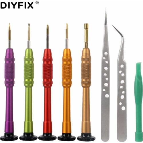 DIYFIX 8 in 1 Mobile Phone Open Repair Kit Magnetic Screwdriver Set for iPhone Stainless Steel Tweezers Durable Hand Tools Set